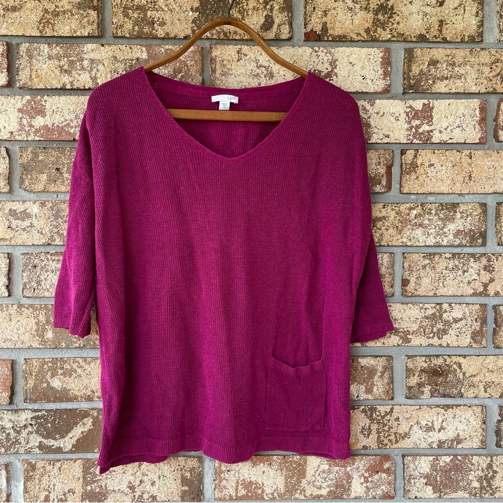 J.Jill Top Passionate Pink Size Medium 62% Linen Beautiful Condition!